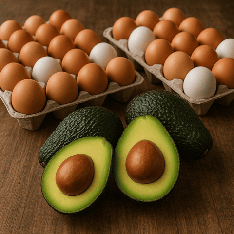 Promoción: 3 kilos de palta hass + 30 huevos de campo